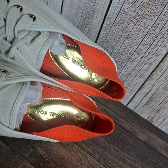 Michael Kors Kristy Slide Mule Sneaker Women's Sz 8.5 M Mandarin Orange White - Picture 7 of 9